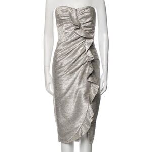 Jonathan Simkhai Plisse Lame Ruffle Bustier Dress in Size 6